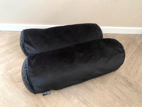 Zwarte Velours Rolkussens - Set van 2, Huis en Inrichting, Woonaccessoires | Kussens, Zo goed als nieuw, Zwart, Cilindervormig