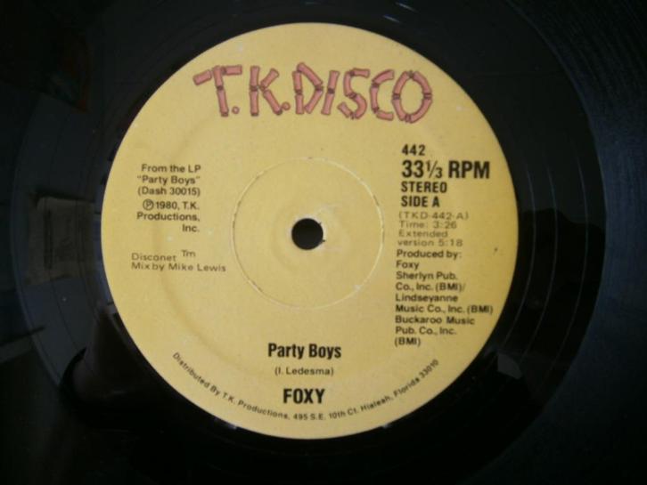 Foxy – Party Boys. 1980. USA. T.K. Disco – 442. Disco, Cd's en Dvd's, Vinyl | Dance en House, Gebruikt, Disco, 12 inch, Ophalen
