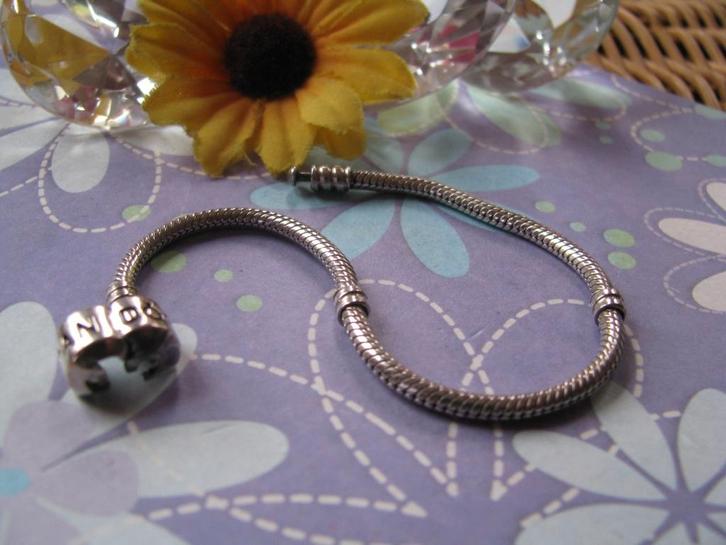 Pandora PRIMA armband * 17.5 cm * zilver * bolclip slot *, Sieraden, Tassen en Uiterlijk, Armbanden, Gebruikt, Zilver, Zilver