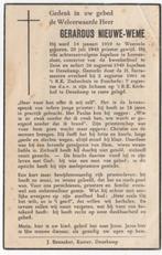 Kapelaan Gerardus Nieuwe-Weme 1919 Weerselo + 1961 Enschede, Verzamelen, Bidprentjes en Rouwkaarten, Verzenden