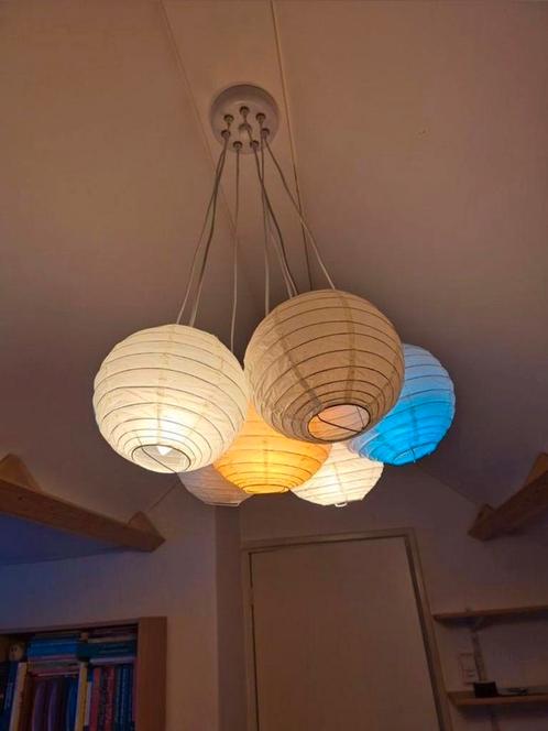 Hanglamp, wit, 6 lampionnen, Huis en Inrichting, Lampen | Hanglampen, Zo goed als nieuw, Ophalen