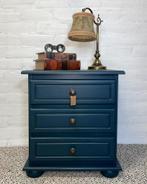 Opgeknapt nachtkastje ladekastje blauw, Ophalen, 1 of 2 laden, 50 tot 100 cm, Zo goed als nieuw