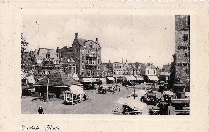 JM566 Enschede Markt 1930-40, Verzamelen, Ansichtkaarten | Nederland, Ongelopen, Overijssel, 1920 tot 1940, Verzenden