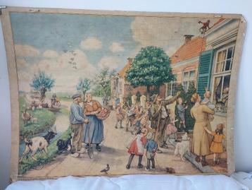 Schoolplaat Vintage van Jetses - Ot en Sien - Origineel beschikbaar voor biedingen
