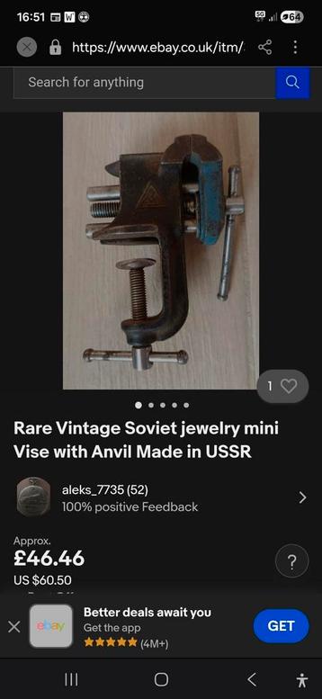 Rare Vintage Soviet jewelry mini Vise with Anvil Made in USS beschikbaar voor biedingen