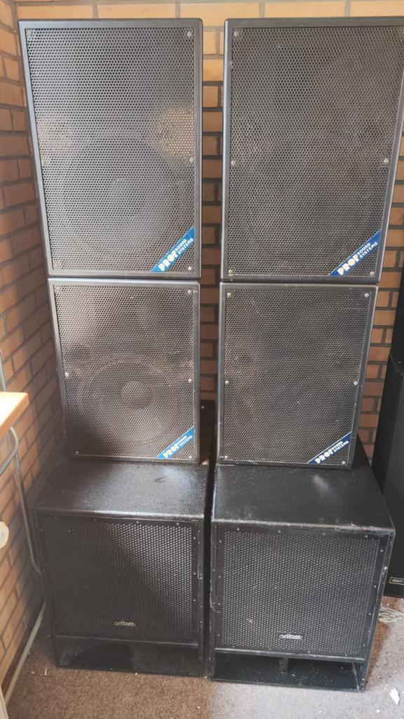 PA-set JB Systems + PROF Sound Systems – 6 speakers –, Audio, Tv en Foto, Luidsprekers, Zo goed als nieuw, Overige typen, 120 watt of meer