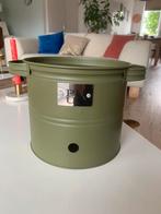 Olijfgroen metalen bak ‘puur’ bbq, plant of decoratie, Huis en Inrichting, Woonaccessoires | Overige, Ophalen of Verzenden, Gebruikt