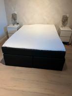 Boxspring 140x200, Ophalen, Zwart, Tweepersoons, 140 cm