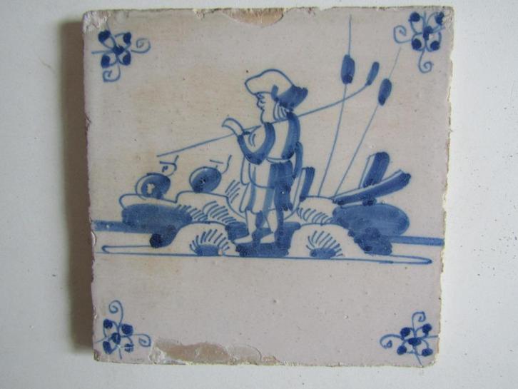 een antieke wandtegel met een schaapsherder., Antiek en Kunst, Antiek | Wandborden en Tegels, Ophalen of Verzenden