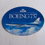 Leuke oude sticker.  KLM BOEING 737., Verzamelen, Luchtvaart en Vliegtuigspotten, Ophalen of Verzenden, Zo goed als nieuw, Kaart, Foto of Prent