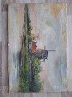 Hollands Landschap met Molen - Gesigneerd, Antiek en Kunst, Ophalen