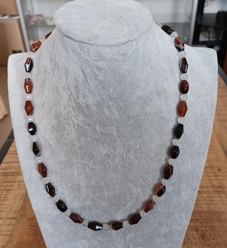 Agaat collier, Sieraden, Tassen en Uiterlijk, Kettingen, Nieuw, Steen of Mineraal, Overige kleuren, Met edelsteen, Ophalen of Verzenden