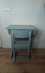 Vintage ouderwets kinder bureau met klepdeksel en inktpot., Ophalen, Gebruikt, Bureau
