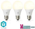 SmartLife Wi-Fi Smart LED-Lamp, Warm Wit, E27, 3-Pack Actie, Minder dan 30 watt, Nieuw, Info@marbeco.nl, Nedis SmartLife