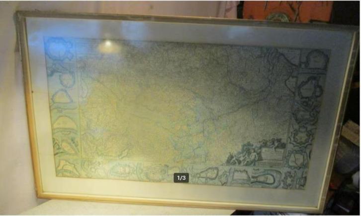 Mooie Antieke Latijnse Landkaart - Rijn en Moesel - 103x65, Antiek en Kunst, Curiosa en Brocante, Ophalen of Verzenden