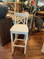 Witte barkruk rugleuning kruis, Ophalen, Gebruikt, 60 tot 90 cm, 1 kruk
