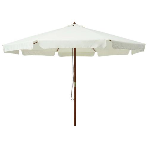 Parasol met houten paal 330 cm zandwit, Tuin en Terras, Parasols, Nieuw, Stokparasol, Ophalen of Verzenden
