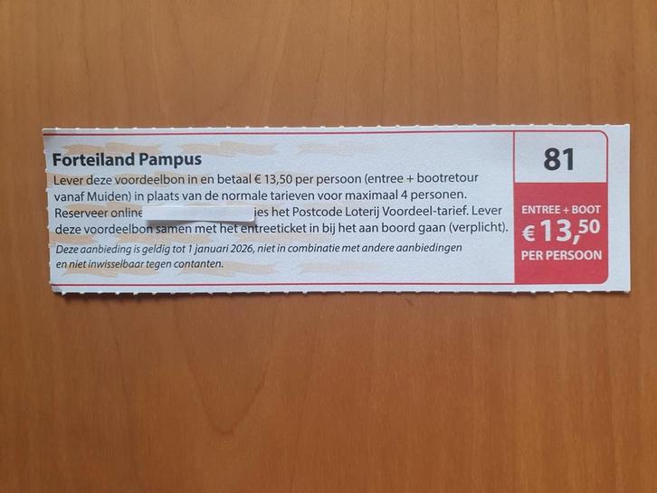 Forteiland Pampus entree + boot €13,50 p.p., Tickets en Kaartjes, Kortingen en Cadeaubonnen, Drie personen of meer, Overige typen