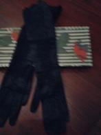 Vintage Zwarte Handschoenen met Doos. 70 jaar oud., Maat 38/40 (M), Zwart, Ophalen of Verzenden, Onbekend