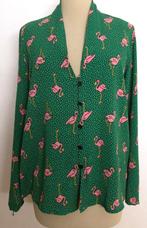 Grappige groen roze flamingo print blouse/top! M, Ophalen of Verzenden, Zo goed als nieuw, Maat 38/40 (M), Groen
