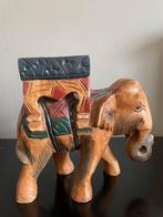 Houten olifant met draagstoel, Antiek en Kunst, Kunst | Designobjecten, Ophalen of Verzenden