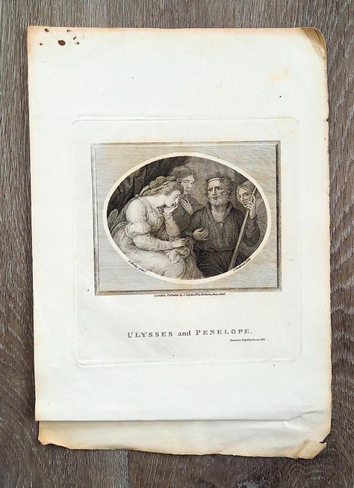 Gravure ets Ulysses and Penelope - Shelley pinxt Bestland, Antiek en Kunst, Kunst | Etsen en Gravures, Ophalen of Verzenden