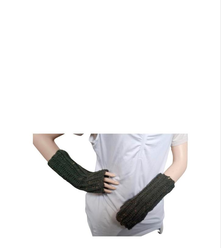 Groene Gehaakte Polswarmers Handgemaakt, Kleding | Dames, Mutsen, Sjaals en Handschoenen, Nieuw, Handschoenen, Maat 38/40 (M)