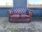 Springvale Chesterfield bank roodbruin GRATIS BEZORGD, Gebruikt, 125 cm of meer, Leer, Ophalen of Verzenden