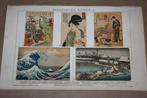 Antieke kleurenlitho - Japanse kunst - Circa 1905 !!, Antiek en Kunst, Ophalen of Verzenden