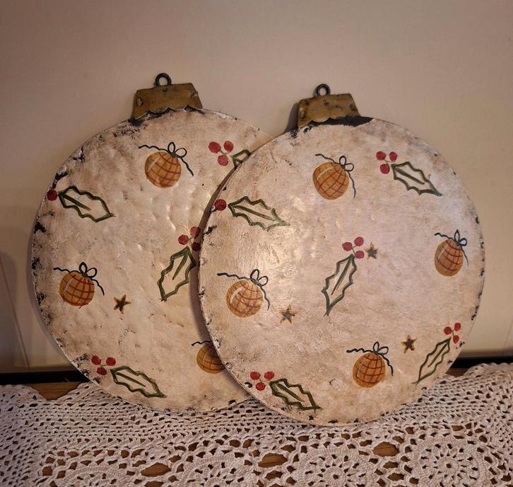 Metalen, handpainted kerstversiering, Antiek en Kunst, Curiosa en Brocante, Ophalen of Verzenden