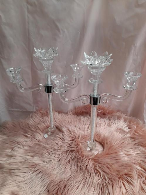 2 x.mooie kristallen kandelaars 75.00 p.s, Antiek en Kunst, Antiek | Glas en Kristal, Ophalen of Verzenden