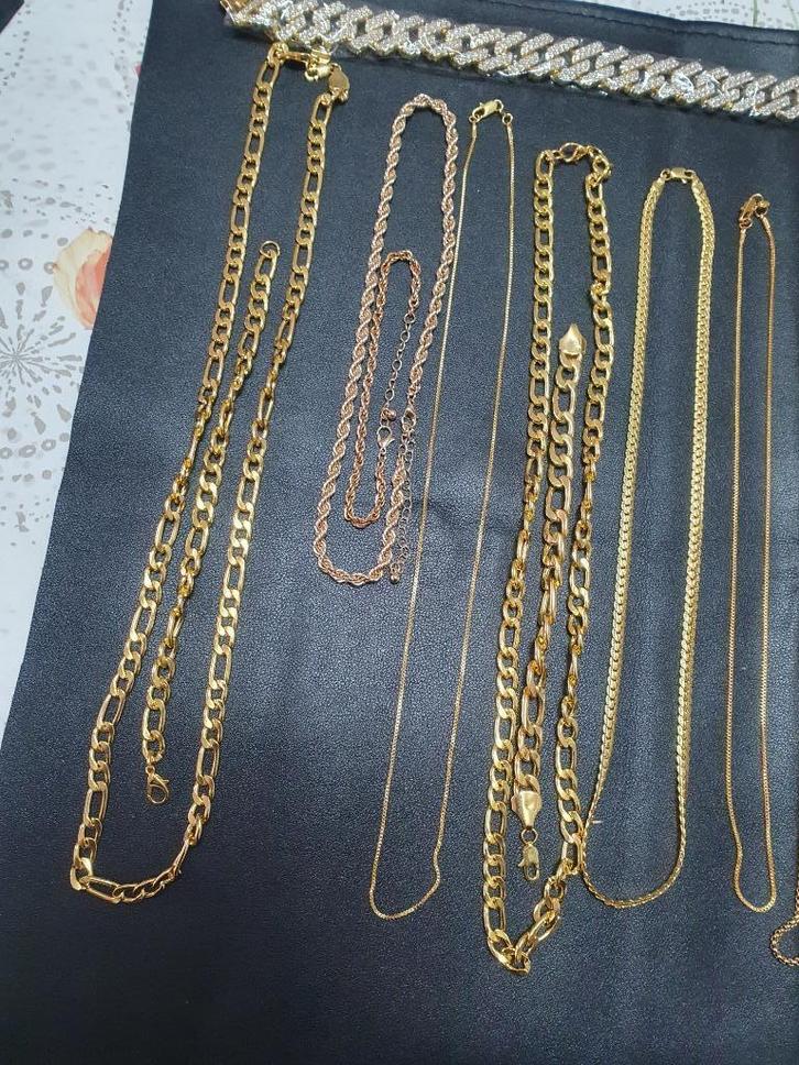Partijtje kettingen en armbanden met dikke laagMicro goud 18, Sieraden, Tassen en Uiterlijk, Kettingen, Nieuw, Overige materialen