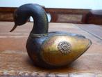 Vintage houten eend met messing, Antiek en Kunst, Ophalen of Verzenden