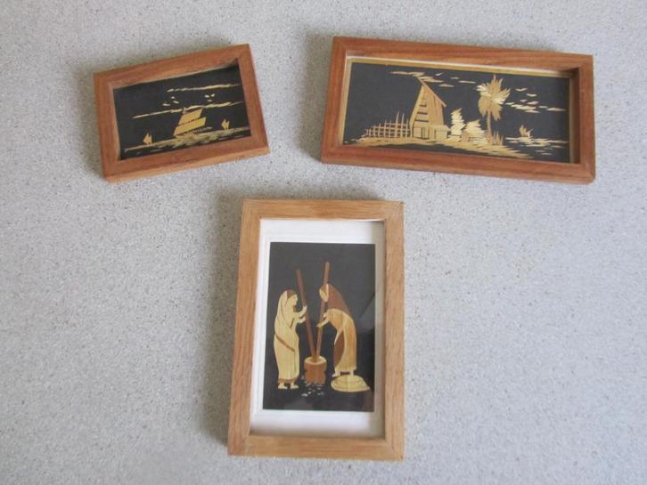 Hele mooie Schilderijtjes van Bamboesnijwerk, Huis en Inrichting, Woonaccessoires | Schilderijen, Tekeningen en Foto's, Zo goed als nieuw