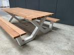 Picknicktafel. Douglas hout met stalen onderstel. OP=OP!!, Ophalen, Nieuw, Rechthoekig, Hout