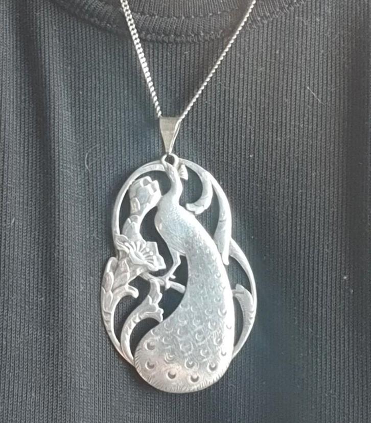 Ketting met hanger pauw Alex Meijer, Sieraden, Tassen en Uiterlijk, Kettinghangers, Zo goed als nieuw, Zilver, Zilver, Dier, Verzenden