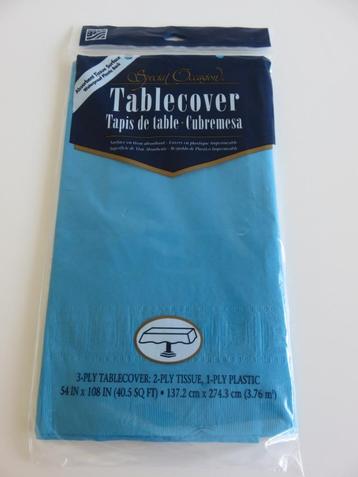 Wegwerp papieren tafelkleed turquoise blauw 137 x 274 cm beschikbaar voor biedingen