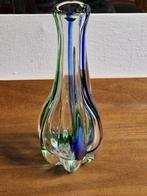 Vintage Murano Glas Vaasje Kleur Helder/Groen/Blauw, Ophalen of Verzenden