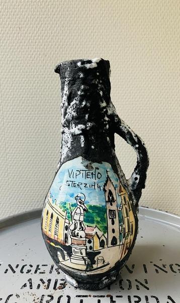 Fifties kruik vaas fat lava bruisglazuur San Marino Italy beschikbaar voor biedingen