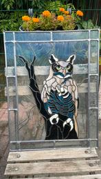 Tiffany uil in glas in lood kader 51x44cm., Antiek en Kunst, Curiosa en Brocante, Ophalen