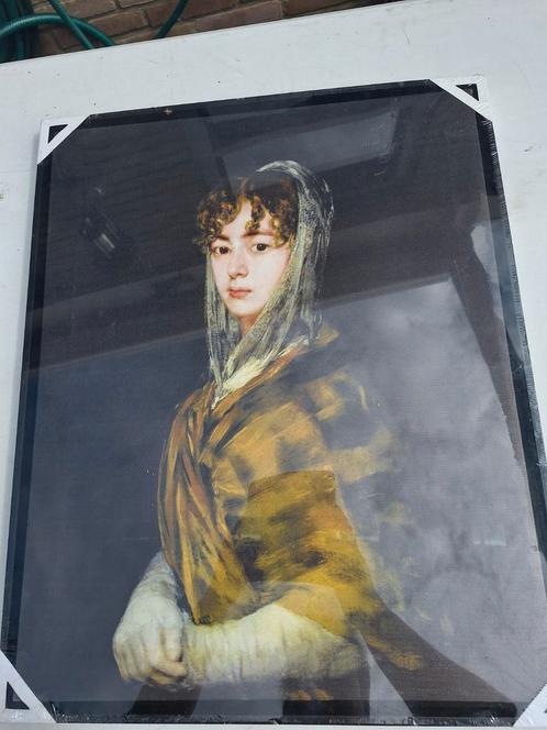 Canvasdruk vrouw met sluier.DALEN,DRENTHE, Huis en Inrichting, Woonaccessoires | Schilderijen, Tekeningen en Foto's, Nieuw, Print