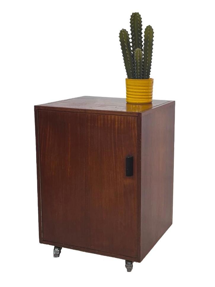 Vintage Kastje LP Meubel platenspeler Jaren 60 Teak Fineer, Huis en Inrichting, Kasten | Ladekasten, Gebruikt, Minder dan 100 cm