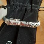 Silk! Nieuwe Leer met zilver armband 19cm, Nieuw, Ophalen of Verzenden, Zilver, Zilver