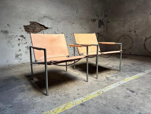 Vintage fauteuil Martin Visser sz02 voor Spectrum, Huis en Inrichting, Fauteuils, Zo goed als nieuw, Leer, Metaal, 50 tot 75 cm