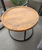 een nog mooie mangohouten bijzettafel, Ophalen, Gebruikt, Rond, Hout