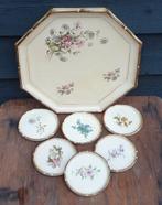 Sale! Oud Brocante dienblad met bijbehorende onderzetters., Antiek en Kunst, Ophalen of Verzenden