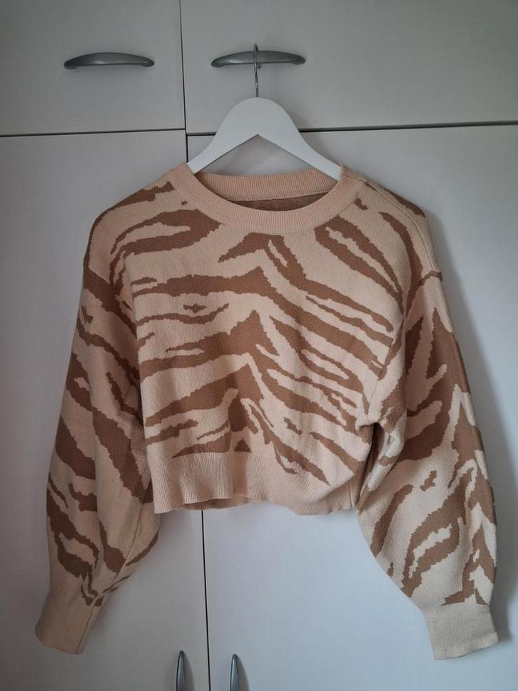 2 stuks trui crop zebra print S/M 36/38 Loavies beige bruin, Kleding | Dames, Truien en Vesten, Gedragen, Maat 38/40 (M), Beige