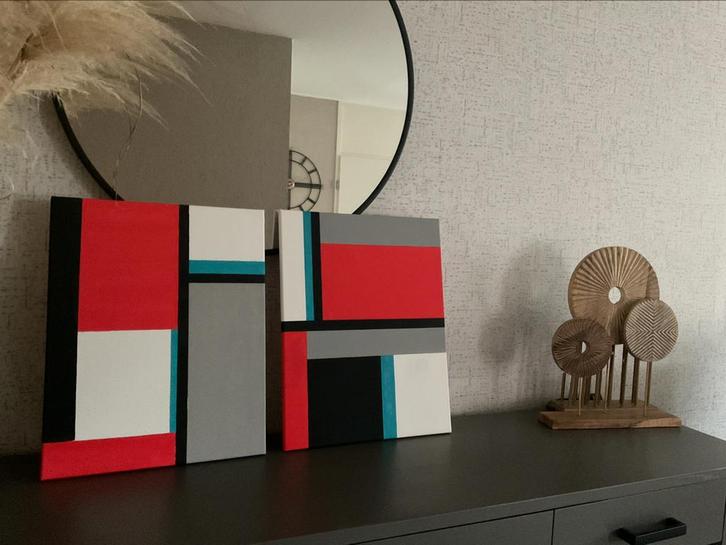 Set handgemaakte wanddecoratie( abstract), Huis en Inrichting, Woonaccessoires | Wandplanken en Boekenplanken, Zo goed als nieuw