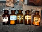6 oude brocante apothekers potten met etiketten, Antiek en Kunst, Ophalen of Verzenden