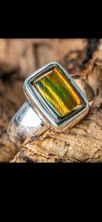 Hoogwaardige zilveren Ammolietring in 4 kleuren., Overige kleuren, Verzenden, Nieuw, 17 tot 18